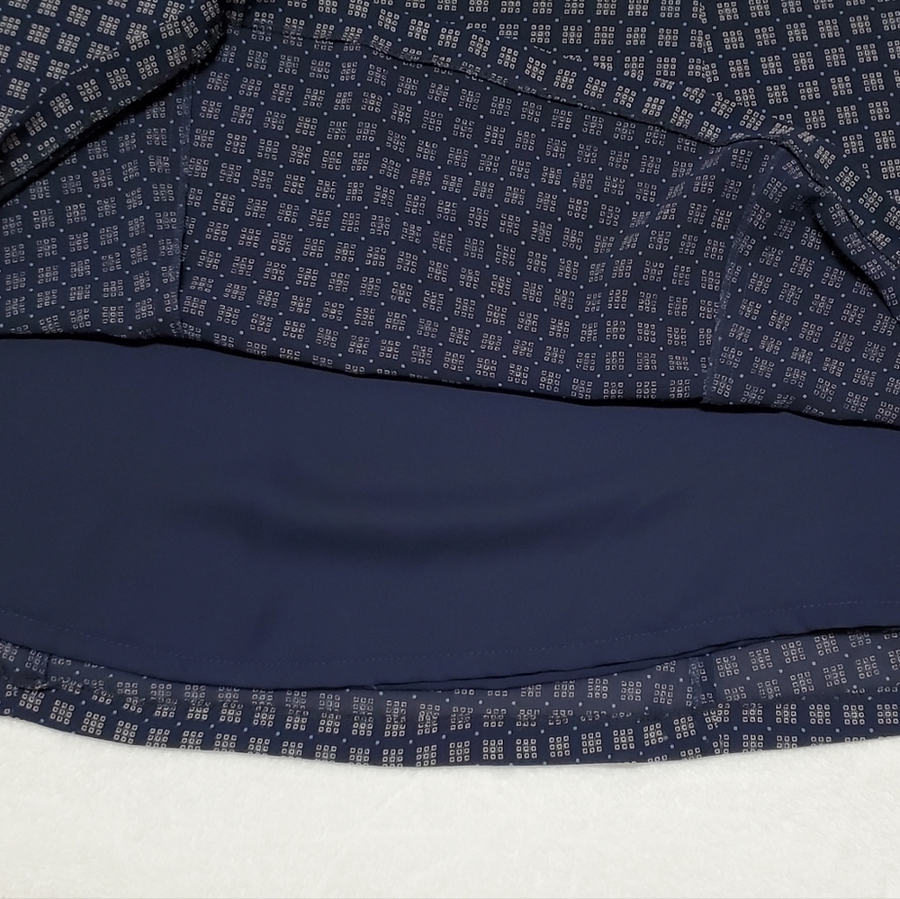 VINTAGE 90s Pendleton Navy Blue Square Print Cropped Blouse Flared Skirt Set 6 - Picture 12 of 16